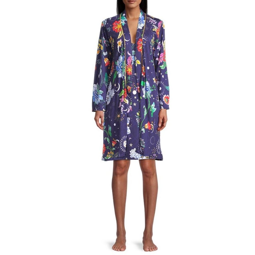 Johnny Was Pajamas Lounge Aurora Borealis Sleepwear Robe Orbit Purple XL NEW - Picture 3 of 8